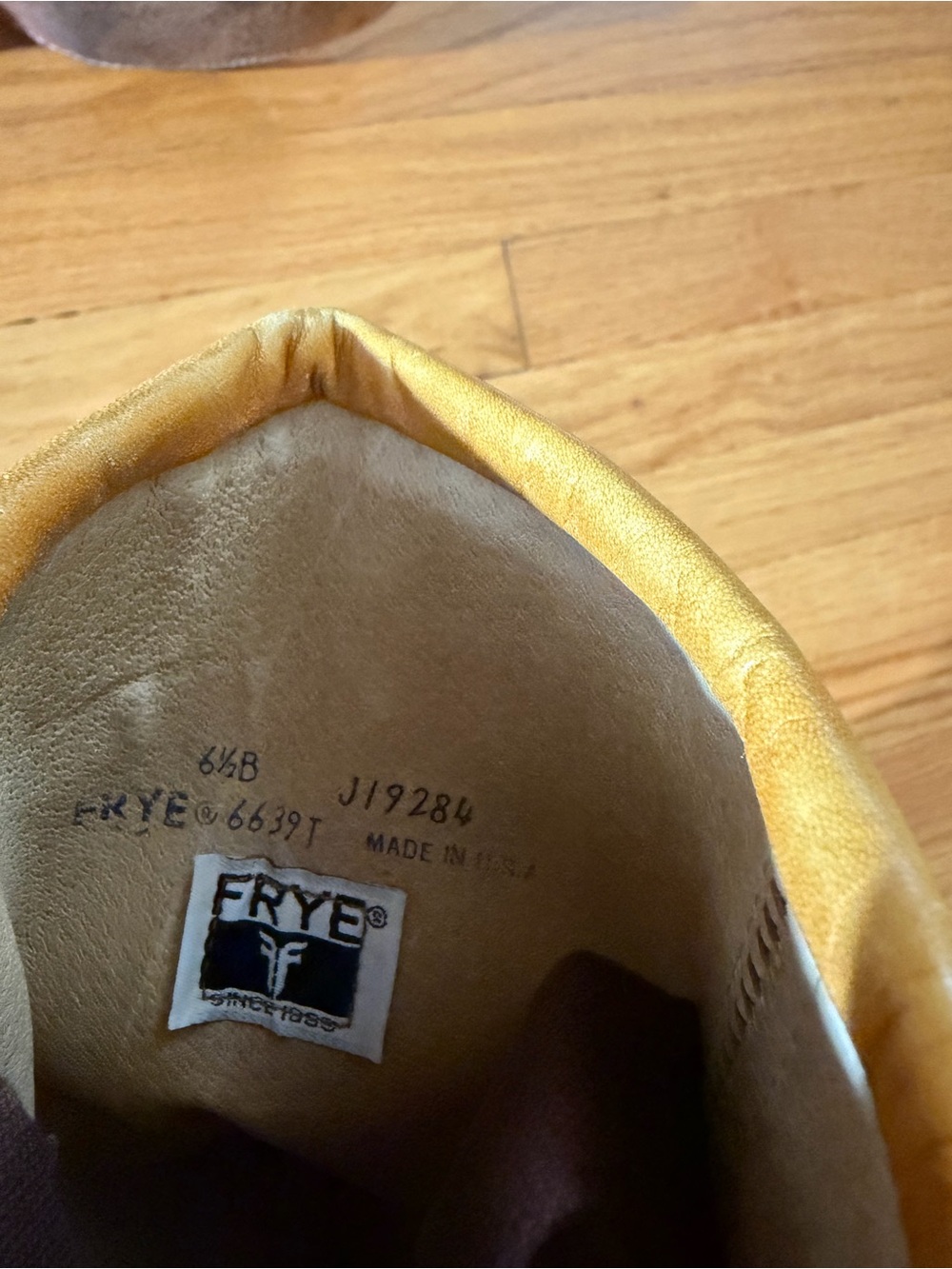 Vintage 70s Frye Black Label Campus Stitch Cuff Boots Banana Yellow Size 6.5 - Picture 7 of 8